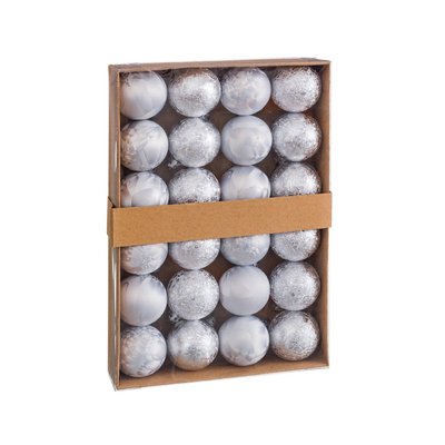 Set de 24 boules de Noël argentées - 4cm WADIGA