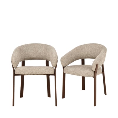 Lot de 2 fauteuils de table en tissu piètement effet bois foncé- EMBO DRAWER
