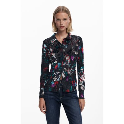 T-shirt boutonnée en tulle floral DESIGUAL