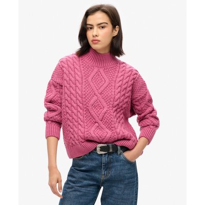 Pull polo en maille torsadée Aran SUPERDRY