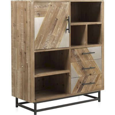 Buffet bois de sapin naturel design avec porte et tiroirs RECOLLECTION