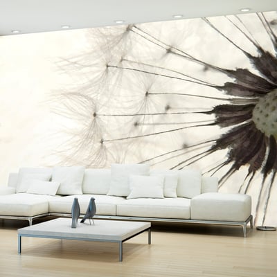 Papier peint intissé panoramique Fleurs White Dandelion EDEN