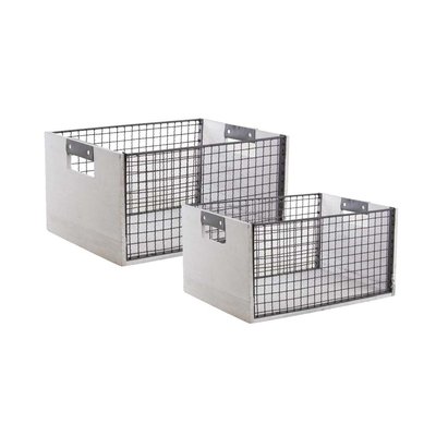 Corbeilles de rangement en bois vieilli et métal (Lot de 2) AUBRY GASPARD