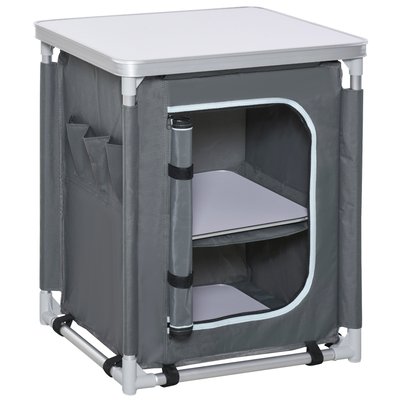 Cuisine de camping - nombreux rangements, sac transport inclus - alu. Oxford gris OUTSUNNY