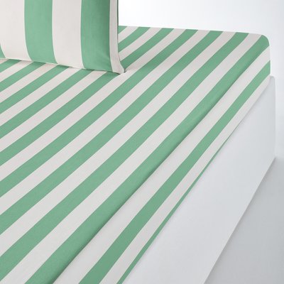 Drap-housse en coton bonnet 25 cm, Hendaye vert LA REDOUTE INTERIEURS