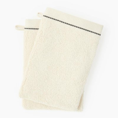 Lot de 2 gants de toilette, 15x21cm, coton BIO MONOPRIX MAISON