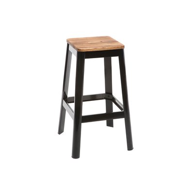 Tabouret de bar design noir et bois H75 cm NICK MILIBOO