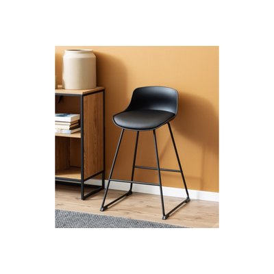 Tabourets de bar bas en métal et simili (lot de 2) - LILIAN HELLIN, DEPUIS 1862