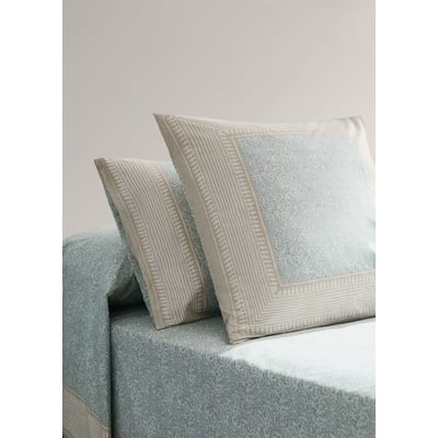 Deux taies d’oreiller en coton percale à fleur décorative avec bordure à rayures 60×60 cm MANGO HOME