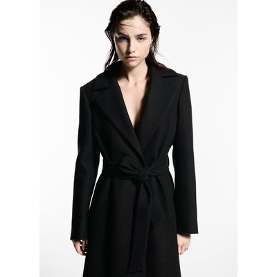 Manteau laine Manteco col imitation fourrure amovible MANGO