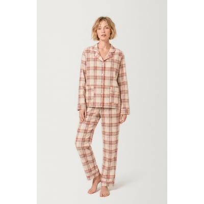 Pyjama boutonné en flanelle de coton à carreaux Alix ARTHUR