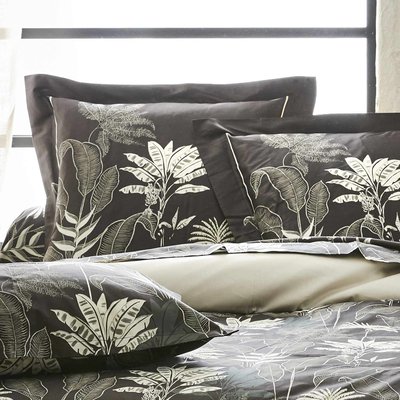 Taie d'oreiller en satin aux feuilles tropicales TRADILINGE