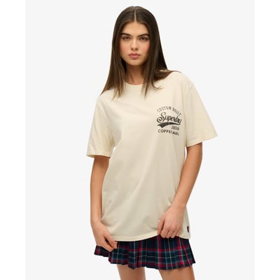 T-shirt Femme Superdry Stacker Infill - Manches Courtes Blanc - Neuf Étiqueté
