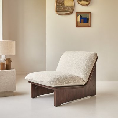 Fauteuil en mindi massif et tissu écru FOLK TIKAMOON