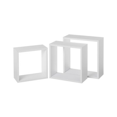 Set de 3 Étagères Murales en Bois MDF Blanc - 30x30x12cm WADIGA