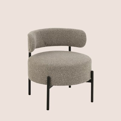 Fauteuil lounge en métal noir et bouclette - GERDA HELLIN, DEPUIS 1862