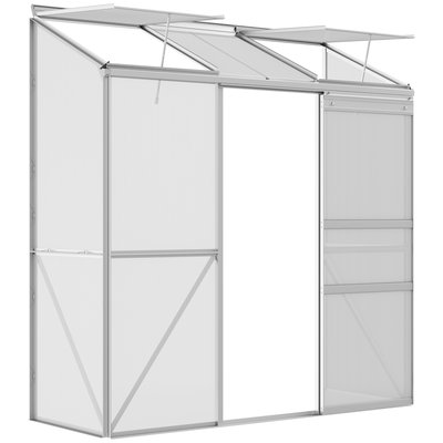 Serre adossée jardin - lucarnes, portes - alu polycarbonate transparent OUTSUNNY