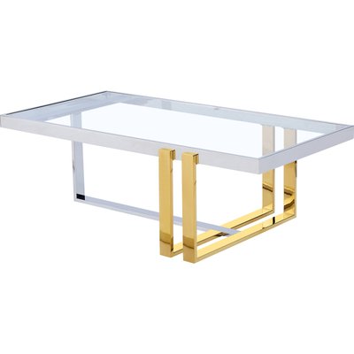 Table basse design inox doré et verre trempé élégante RECOLLECTION
