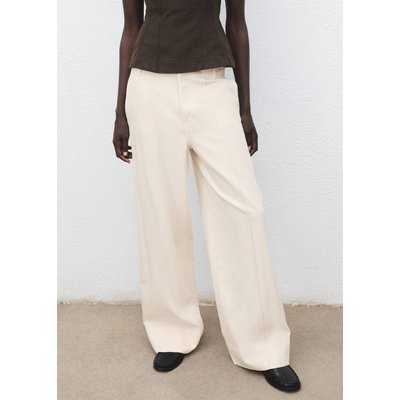 Pantalon denim large coutures MANGO