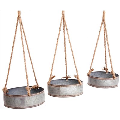 Set portes plantes à suspendre en zinc (Lot de 3) JARDINDECO
