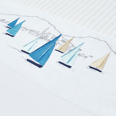 Drap brodé ESCALE SYLVIE THIRIEZ