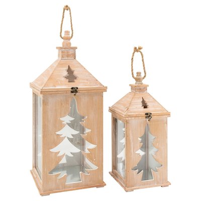 Lanterne en pin et métal Sapin (Lot de 2) AUBRY GASPARD