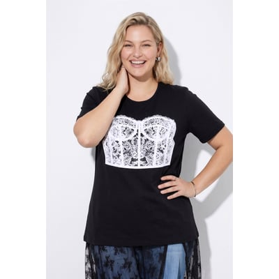 T-shirt, motif corset ULLA POPKEN