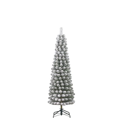 Sapin de Noël artificiel étroit enneigé H185 cm CHARLTON BLACK BOX TREES