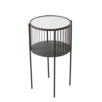 Table d'appoint ronde en métal noir et plateau miroir 33x33x55.5cm WADIGA