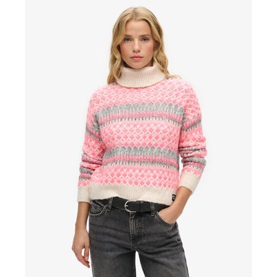 Pull col roulé crop à motifs graphiques SUPERDRY