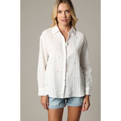 Chemise romantique en gaze de coton avec broderies cœur KENDA DEELUXE