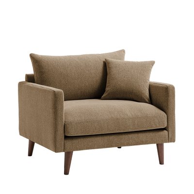 Fauteuil XL en tissu pieds bois foncé- VILLABON DRAWER