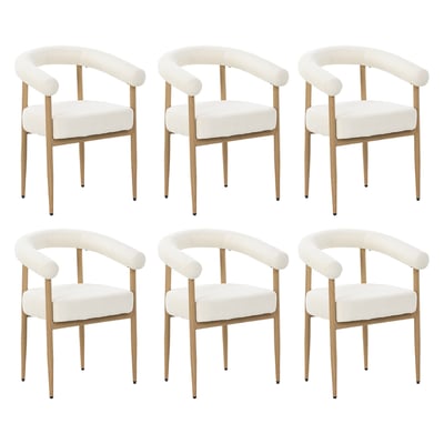 Lot de 6 fauteuils de salle à manger modernes en tissu chenille, HUGG MEUBLES COSY