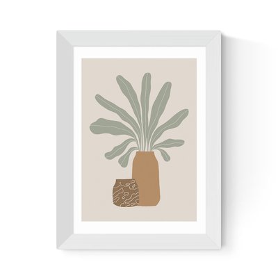 Two Brown Vases And Green Plant Print EAST END PRINTS