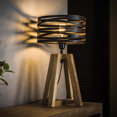 Lampe moderne effet ruban pieds bois naturel RALF PIER IMPORT