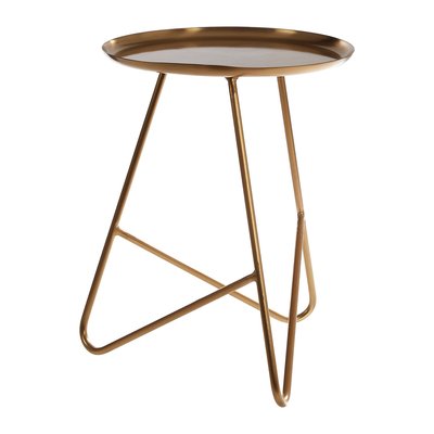 Contemporary Brass Finish Side Table with Hairpin Leg SO'HOME