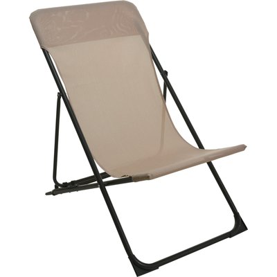 Chaise longue pliante chilienne beige 86x58x90cm WADIGA