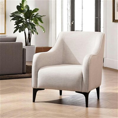 Fauteuil contemporain sable - pieds noirs VILNIUS PIER IMPORT