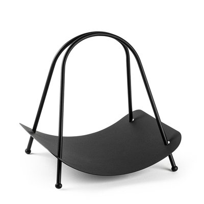 Range bûches design en métal noir CALICOSY