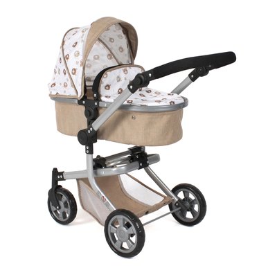 Poussette pour poupée combinée 2 en 1 Mika Beige avec oursons BAYER CHIC 2000