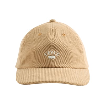 Casquette beige unie en velours côtelé pourvue du logo de la marque LEVI'S