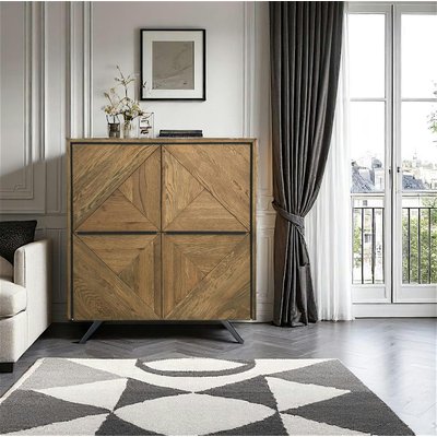 Buffet haut en bois chêne blanchi 4 portes MANHATTAN PIER IMPORT