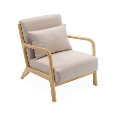 Fauteuil scandinave bois d'hévéa et tissu LORENS SWEEEK