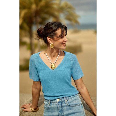 T-shirt manches courtes col v uni MACIE LA PETITE ETOILE