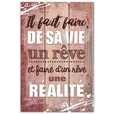 Cadre imprimé effet bois De sa vie un rêve - 40 x 60 cm TOILINUX