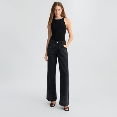 Top noir avec broderies de bijou LIU JO