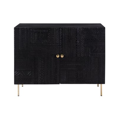 Commode 2 portes en bois gravé et métal - CHIMANE RENDEZ-VOUS DÉCO
