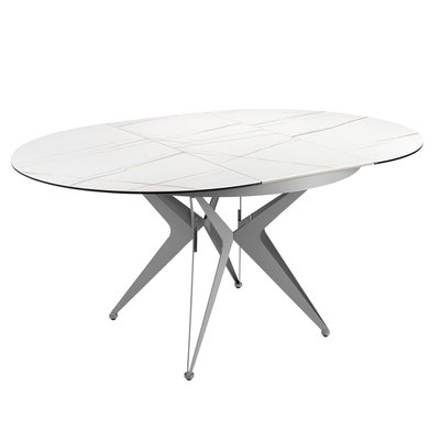 Table à manger ronde marbre porcelaine et acier ANGEL CERDA