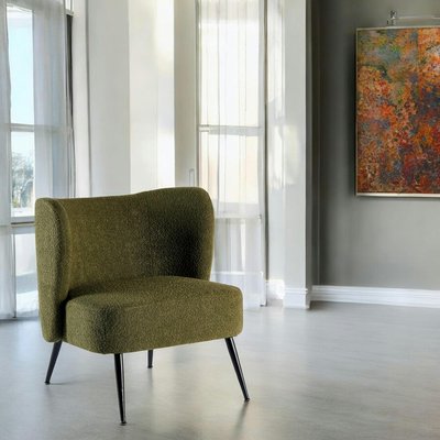 Fauteuil tissu vert bouclé MALMOE PIER IMPORT