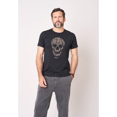 T-shirt regular homme en 100% coton jersey imprimé tête de mort à motif floral SHADOW DEELUXE